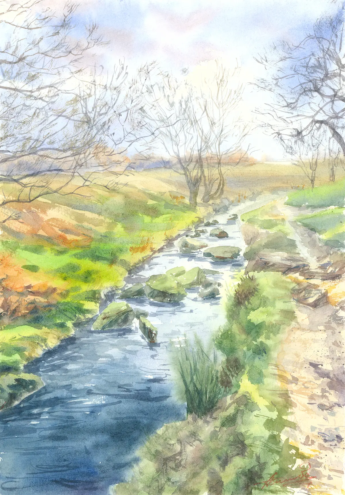 Beginning of Spring, an original watercolour painting by Nadia Poe