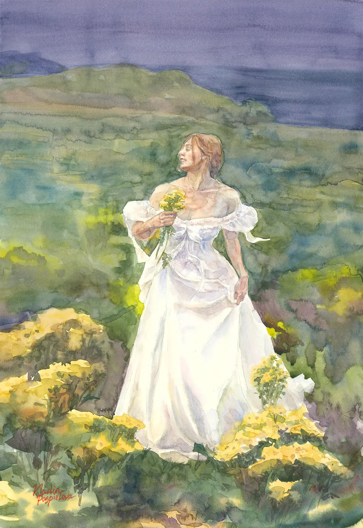 Blooming Field, an original watercolour painting by Nadia Poe