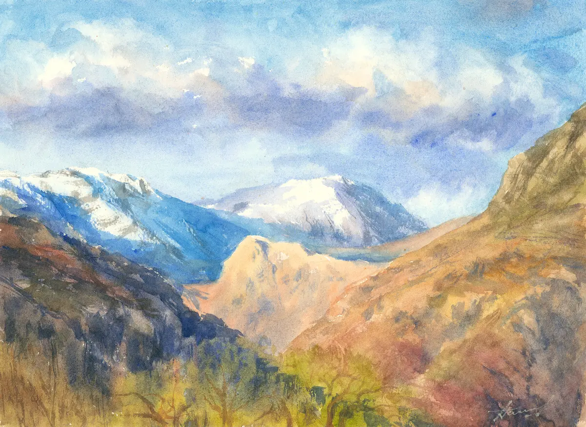 Langdale Valley, an original watercolour painting by Nadia Poe